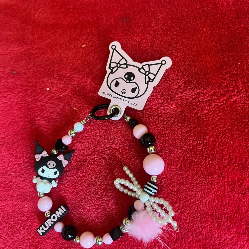 Phone charm- Black and Pink
